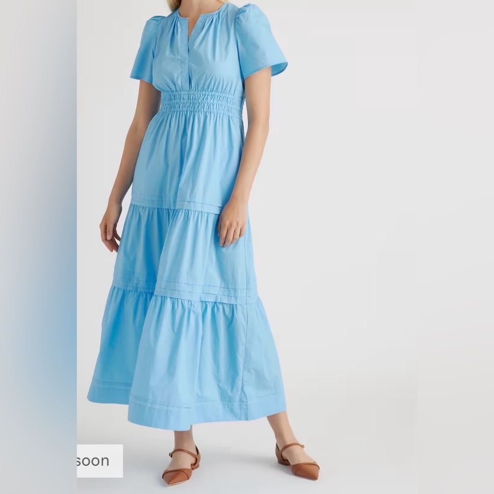 Quince 100% Organic Cotton Poplin Tiered Maxi Dress